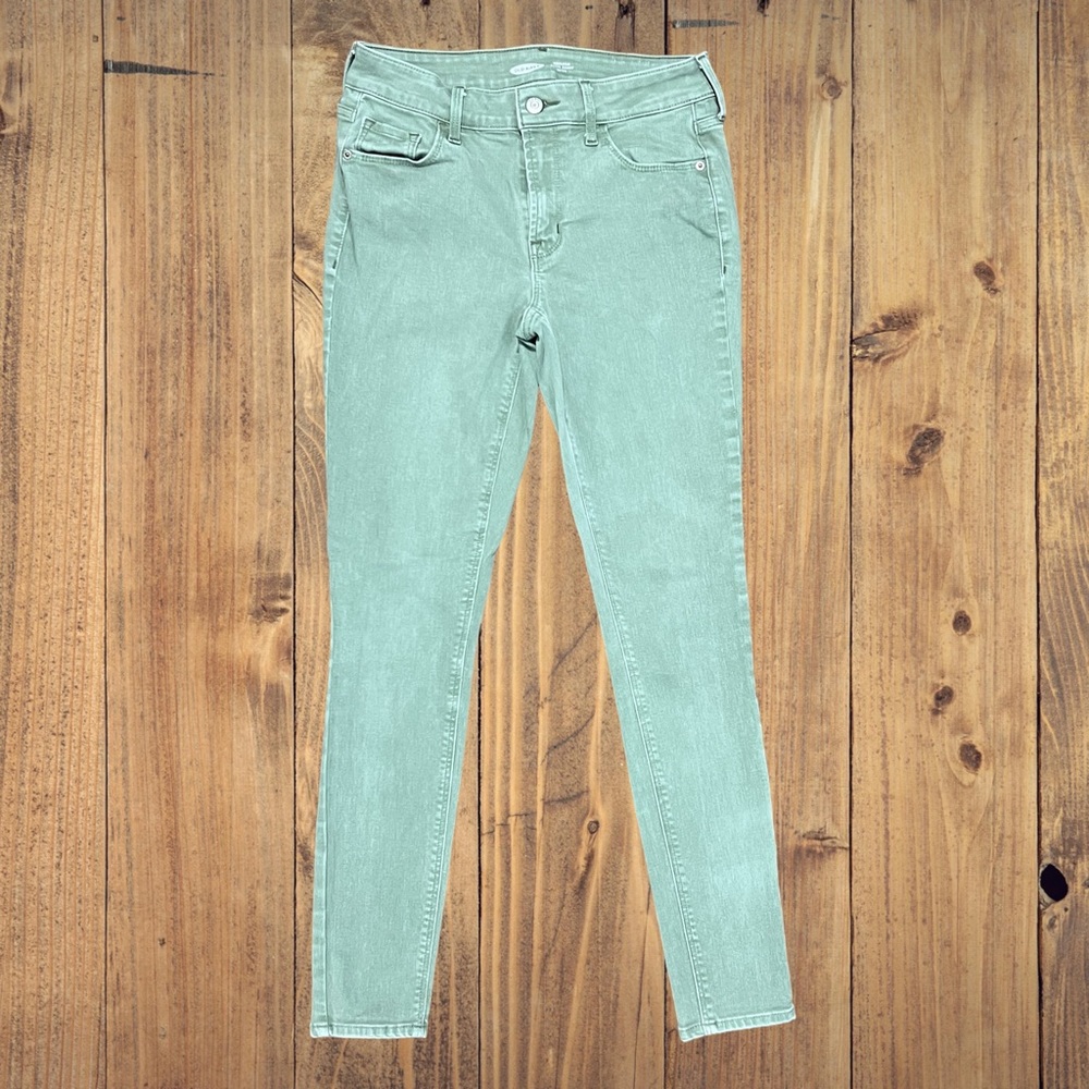 SOLD- Old Navy Jeans Womens Size 4 Rockstar Super Skinny Mid Rise Green Weather - Picture 1 of 8